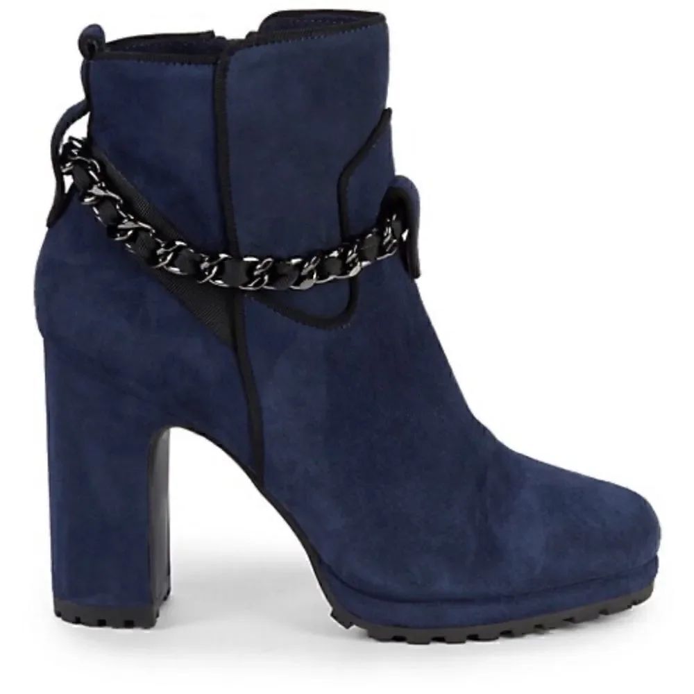 Karl Lagerfeld Lark Chain Suede Booties Size 8/ Excellent